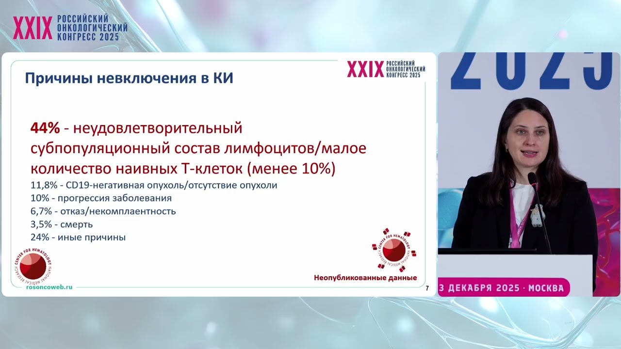 Первый опыт проведение клинического исследования отечественного CAR-T-клеточного препарата «Утжефра»
