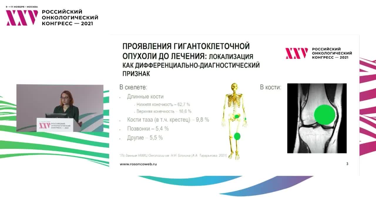 Оценка эффективности терапии деносумабом гигантоклеточной опухоли кости по данным лучевых методов