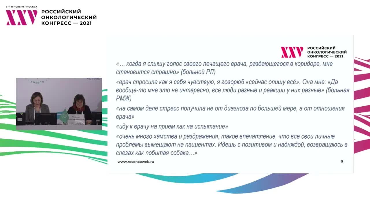 Мастер-класс «Как говорить с больным и его родственниками, или основные положения общения врача с онкологическим пациентом и его родственниками»