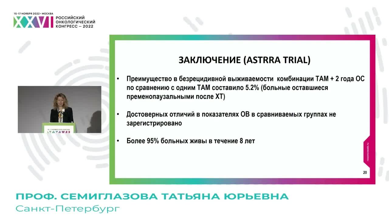 Адъювантная ГТ у больных РМЖ в пременопаузе – тамоксифен или ИА? Всем ли необходима ОС?